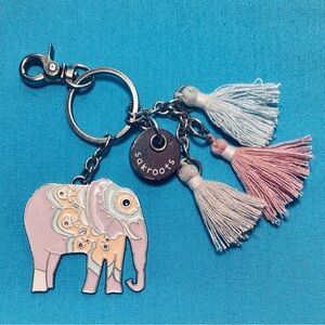 Sakroots Pastel Elephant Enamel Keychain with Tassel
